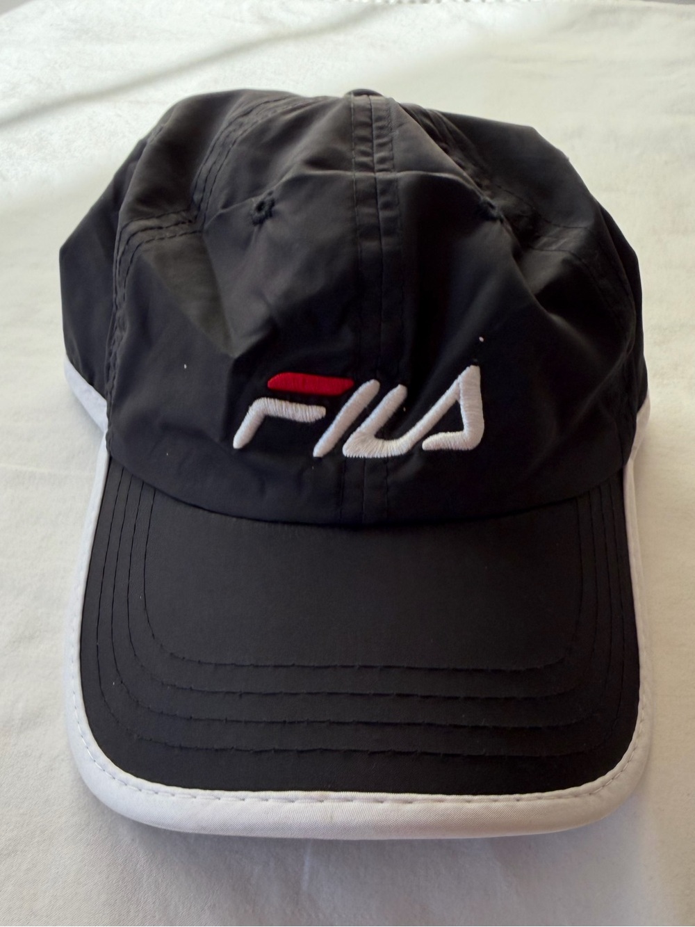 FILA Performance Black Running Cap with White Trim Adjustable